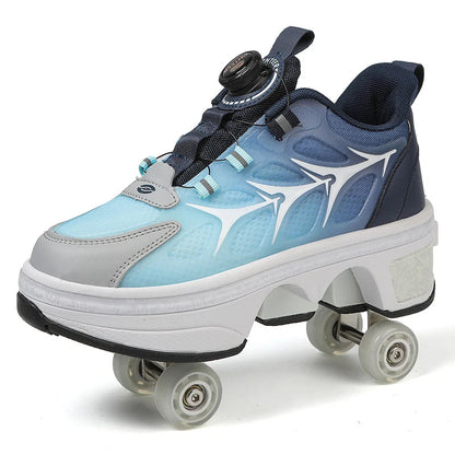 Factory New Kick Roller Shoes Cool Style Skate Shoe Kick Out with 4wheels Children Sliding Young Adjustable Rollershoes Sneakers Good Vibrations