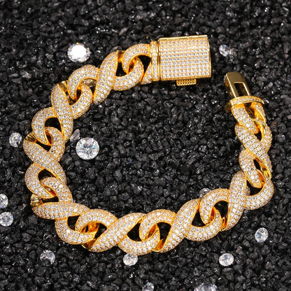 New Twist Cuban Link Chain Bracelet Full Iced Out Miami Cuban Infinity Bracelet AAA Zirconia Hip Hop Men Jewelry Good Vibrations