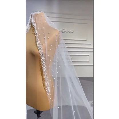 S867A New White Long Section Beads Same As Video 3 Meters Wide Three-dimensional Flower Wedding Bridal Veils Good Vibrations