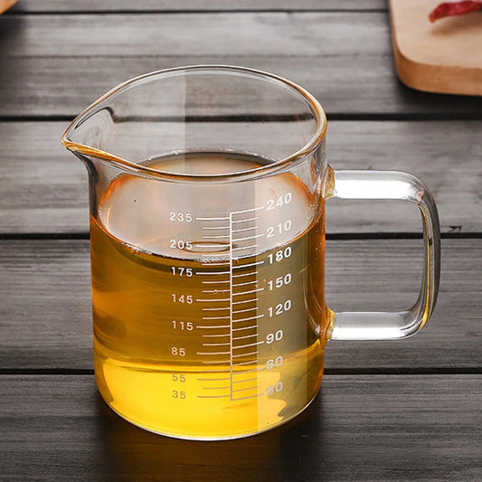 BCnmviku 240ML Measuring Glass Cup Glass Beaker for Kitchen Laboratory Heat Resistant Glass Kitchen Gadgets 2024 Good Vibrations