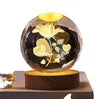 Gift Custom 3d Art 6cm Crystal Ball Night Lamp Luminous USB Wood Base Glowing Decoration Solar System Led Night Lights Good Vibrations