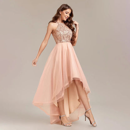 TW00128 Gowns for Women Evening Dresses Splice Multi Layer Mesh Sleeveless Halter Irregular Sequin Ball Gown Party Prom Dresses Good Vibrations