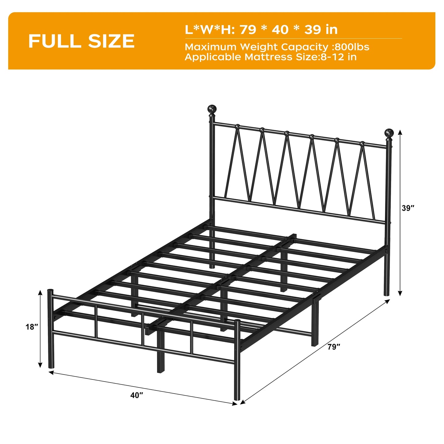 Single Size Bed Frame Heavy-Duty Platform with Metal Slats Support No Box Spring Needed/Easy Assembly Matte Black Good Vibrations