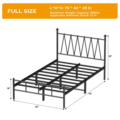 Single Size Bed Frame Heavy-Duty Platform with Metal Slats Support No Box Spring Needed/Easy Assembly Matte Black Good Vibrations