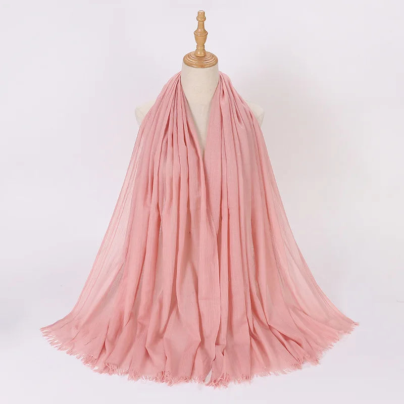 High Quality Viscose Cotton Hijab Shawls Plain Tassels Polyester Veils for Hijab Ladies Good Vibrations