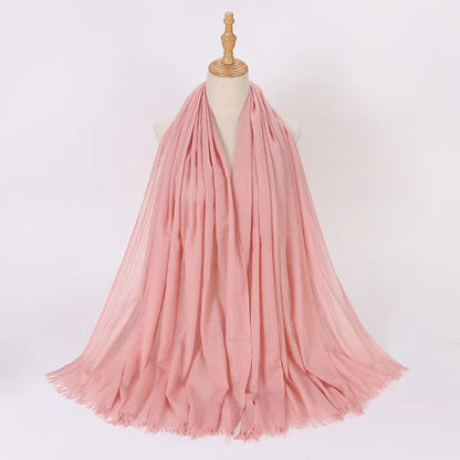High Quality Viscose Cotton Hijab Shawls Plain Tassels Polyester Veils for Hijab Ladies Good Vibrations
