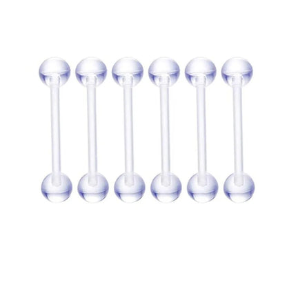 6PCS Stainless Steel Glorious Tongue Ring Bulk 14G Nipple Piercing Bar Lot Glitter Tongue Piercing Set Barbell Piercing Jewelry Good Vibrations Adult Super Store
