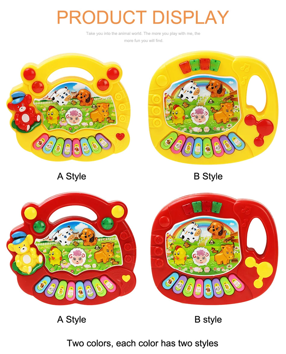 Baby Musical Toy with Animal Sound Kids Piano Keyboard Electric Flashing Music Instrument Early Educational Toys for Children Good Vibrations