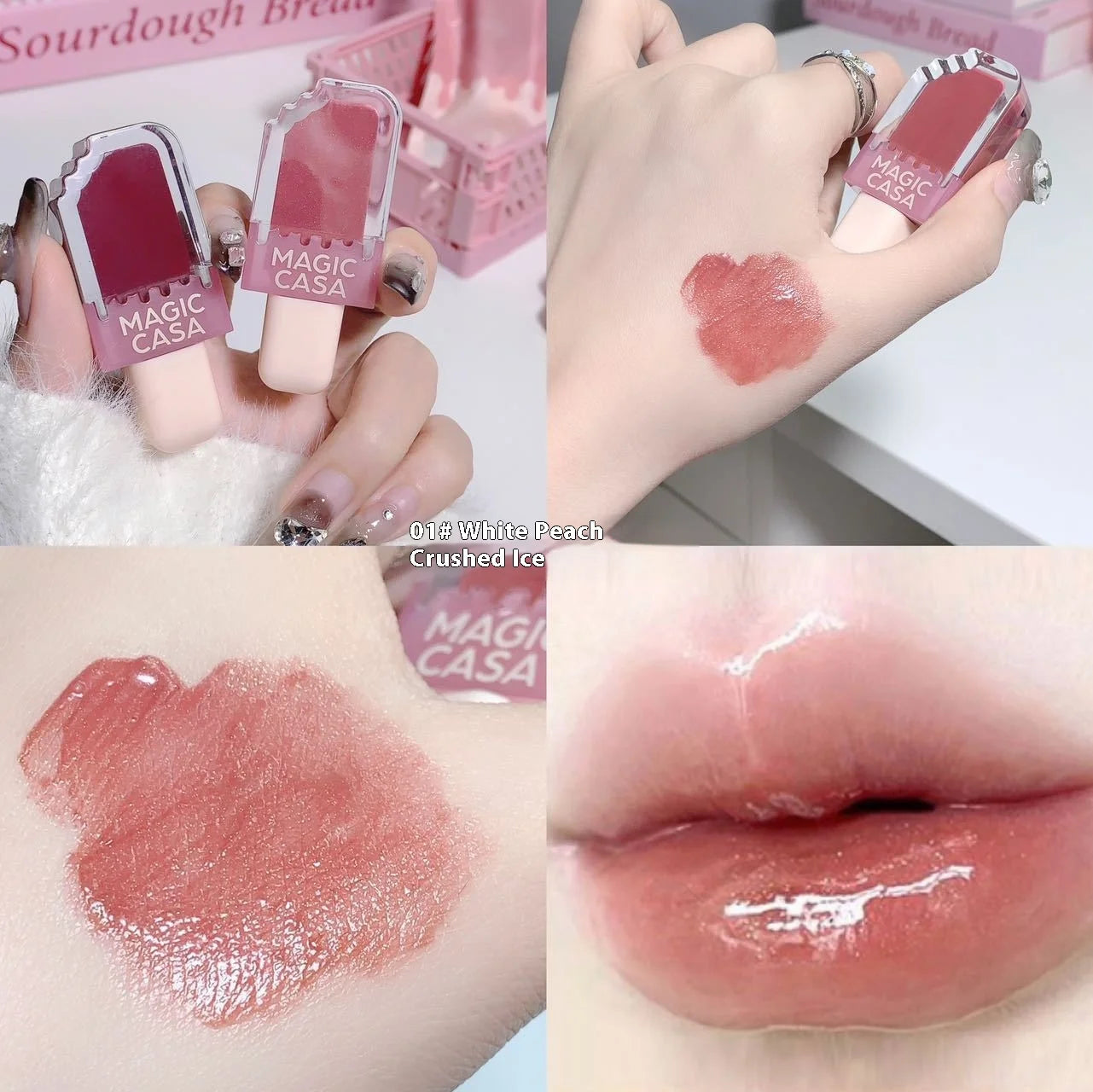 MAGIC CASA Beauty Makeup Ice Cream Glossy Lip Gloss Liquid Moisturizing Lip Oil Mirror Style Hot Item Good Vibrations
