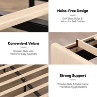 Adjustable Full Bed Frame with LED Lights & Charging Station Modern Upholstered Platform Bed Headboard & Frame King Size Good Vibrations