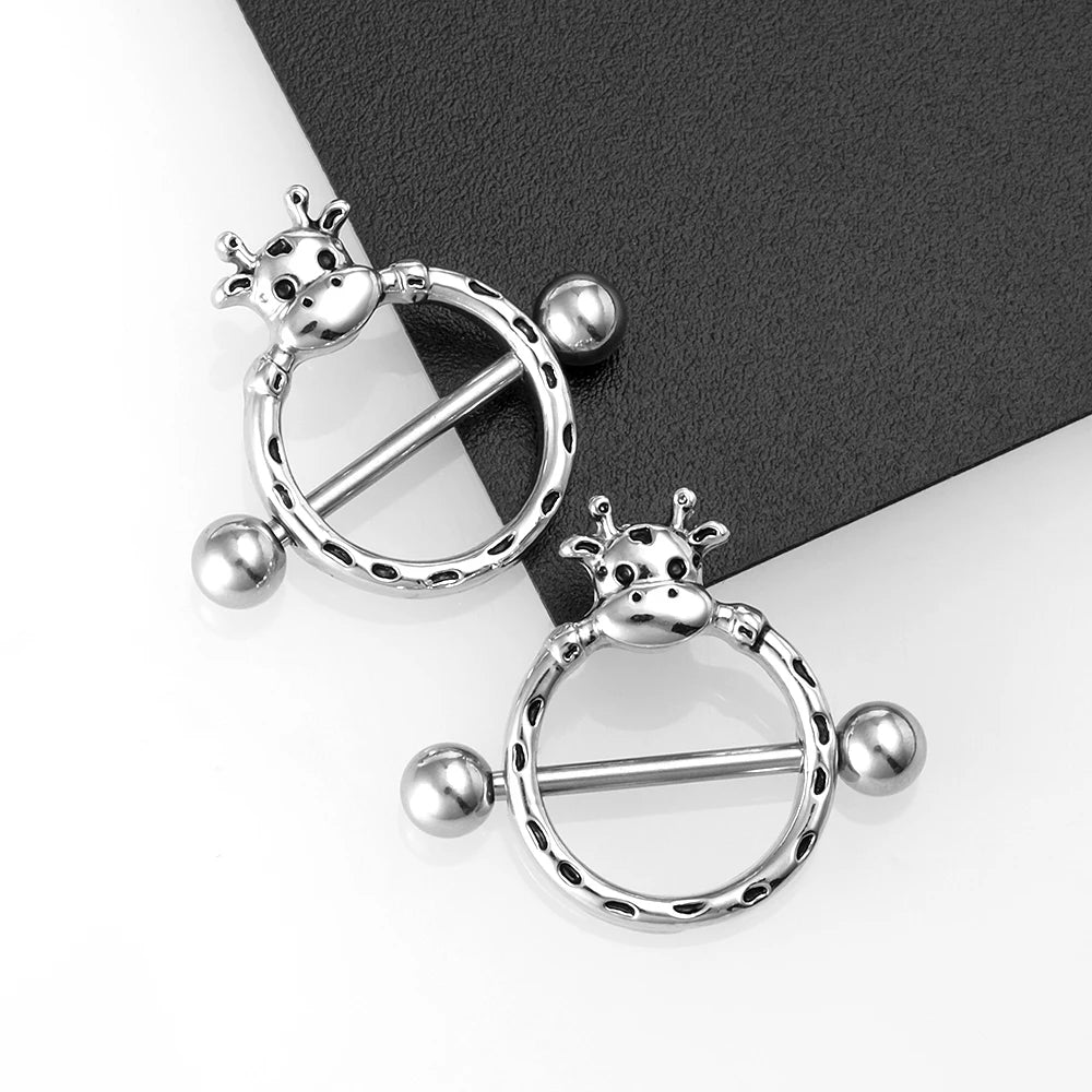 1 Pair 14G Stainless steel Breast Piercing Jewelry Heart Nipple Piercing Bar Nipple Rings Shield Cover Barbell Sexy Piercings Good Vibrations