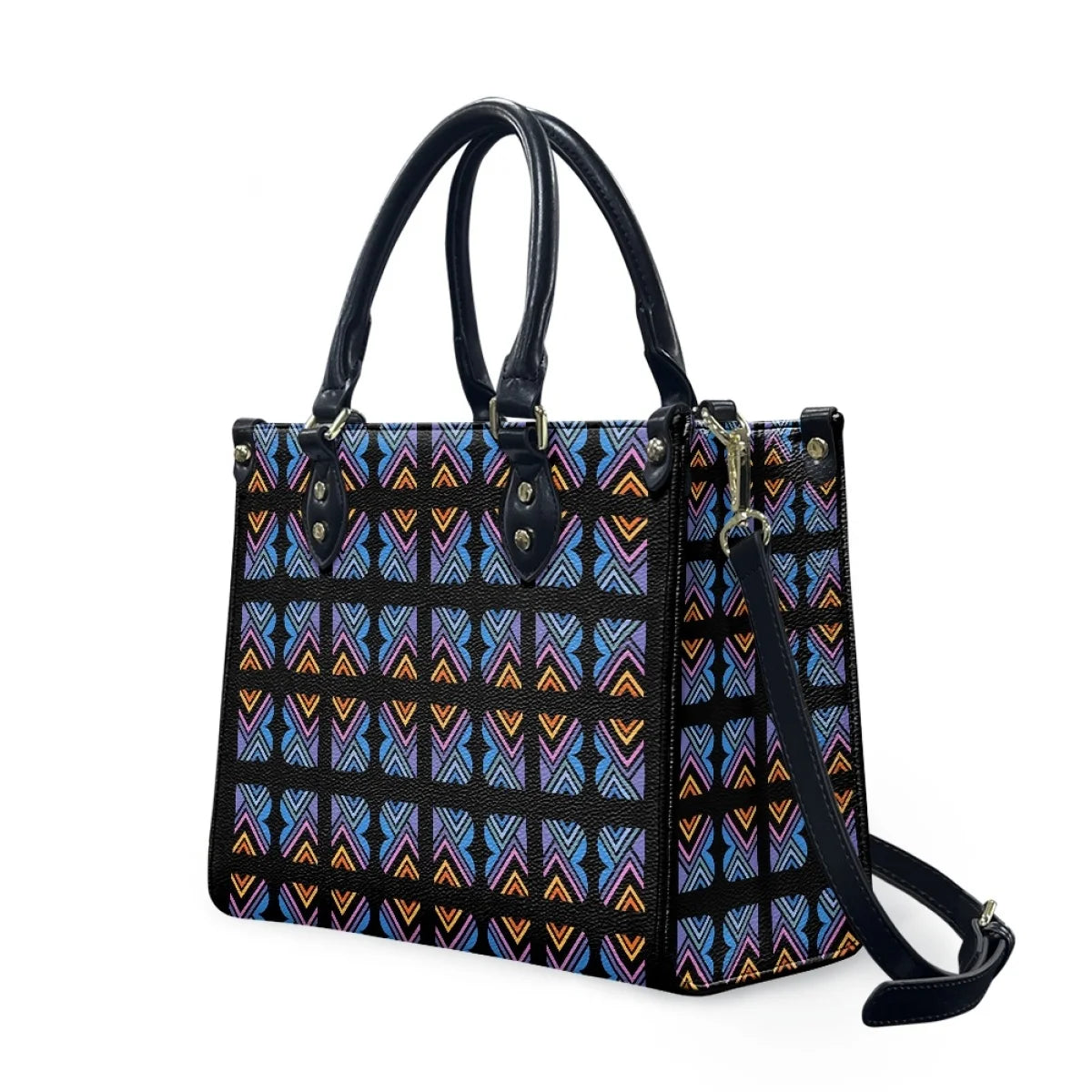 Customized Luxury Leather Women Handbag Hawaii Tribal Polynesian Tattoo Print Pu Leather Purse Shoulder Bag Lightweight Tote Bag Good Vibrations