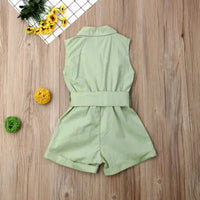 Fashion Kids Baby Girls Clothes Sleeveless Bow-tie Waist Playsuits Outfits Summer Sunsuit Overall Children Clothing Good Vibrations