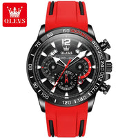 OLEVS 9936 New Silicone Blue Strap Multi-function Men Wristwatch Waterproof Quartz Sport Watch for Men Luminous Calendar Logo Good Vibrations