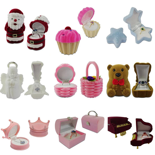 Creative Velvet Jewelry Box Mini Container Ring Box Earrings Rings Storage Box Small Accessories Display Gift Box Good Vibrations