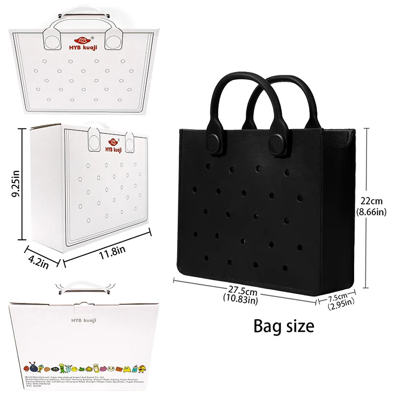 2026 New Arrivals Candy Color EVA Tote Bag for DIY Charms Waterproof Beach Bag Adjustable Strap Casual Travel Shopping Good Vibrations