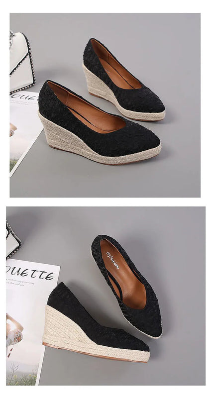 Fashion High Heels Women Wedges Shoes Elegant Ladies Party Shoes Brand Women Pumps Retro Woman Wedge Heel 8cm A3800 Good Vibrations