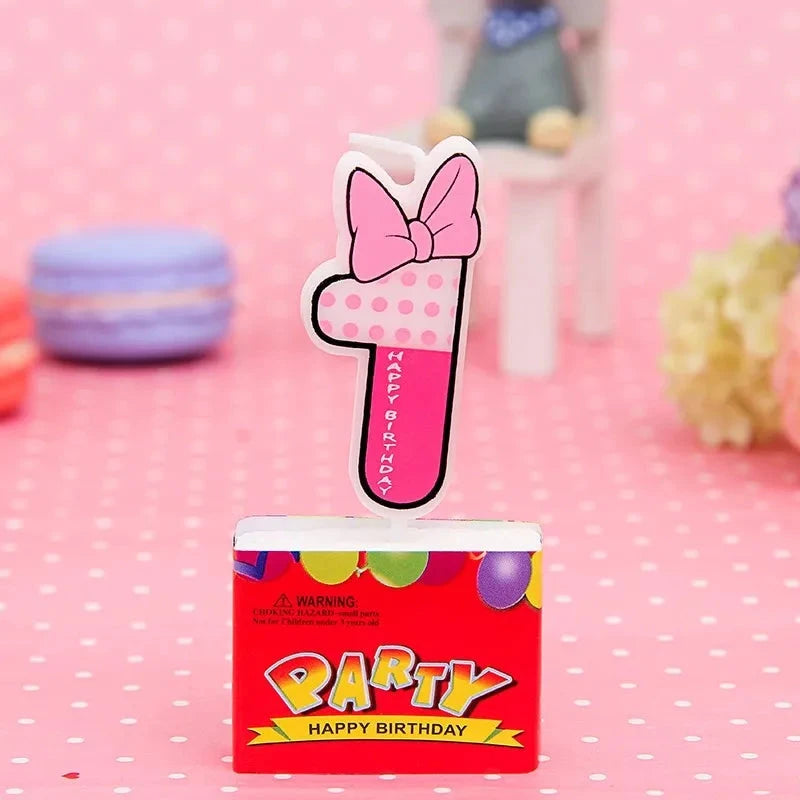 Birthday Candle Mouse Party Decorations Number Candle Cake Toppers Decorations for Home Kids's Gift Candle DIY Cake Flags Good Vibrations