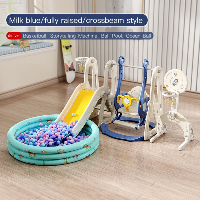 Children's Indoor Playground Equipment Plastic Swing and Slide Combination Playhouse with Ball Pit for Home or School Use Good Vibrations