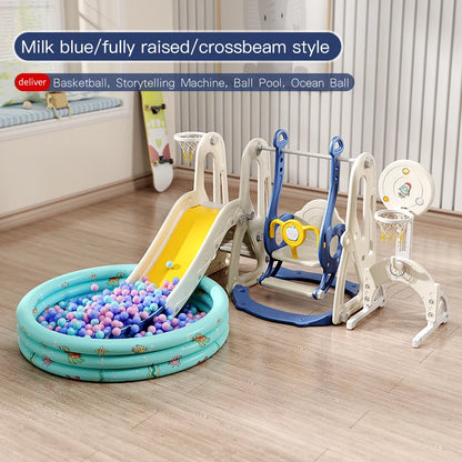 Children's Indoor Playground Equipment Plastic Swing Slide Set & Playhouse Combination for Park Usage Inflatable Type Good Vibrations