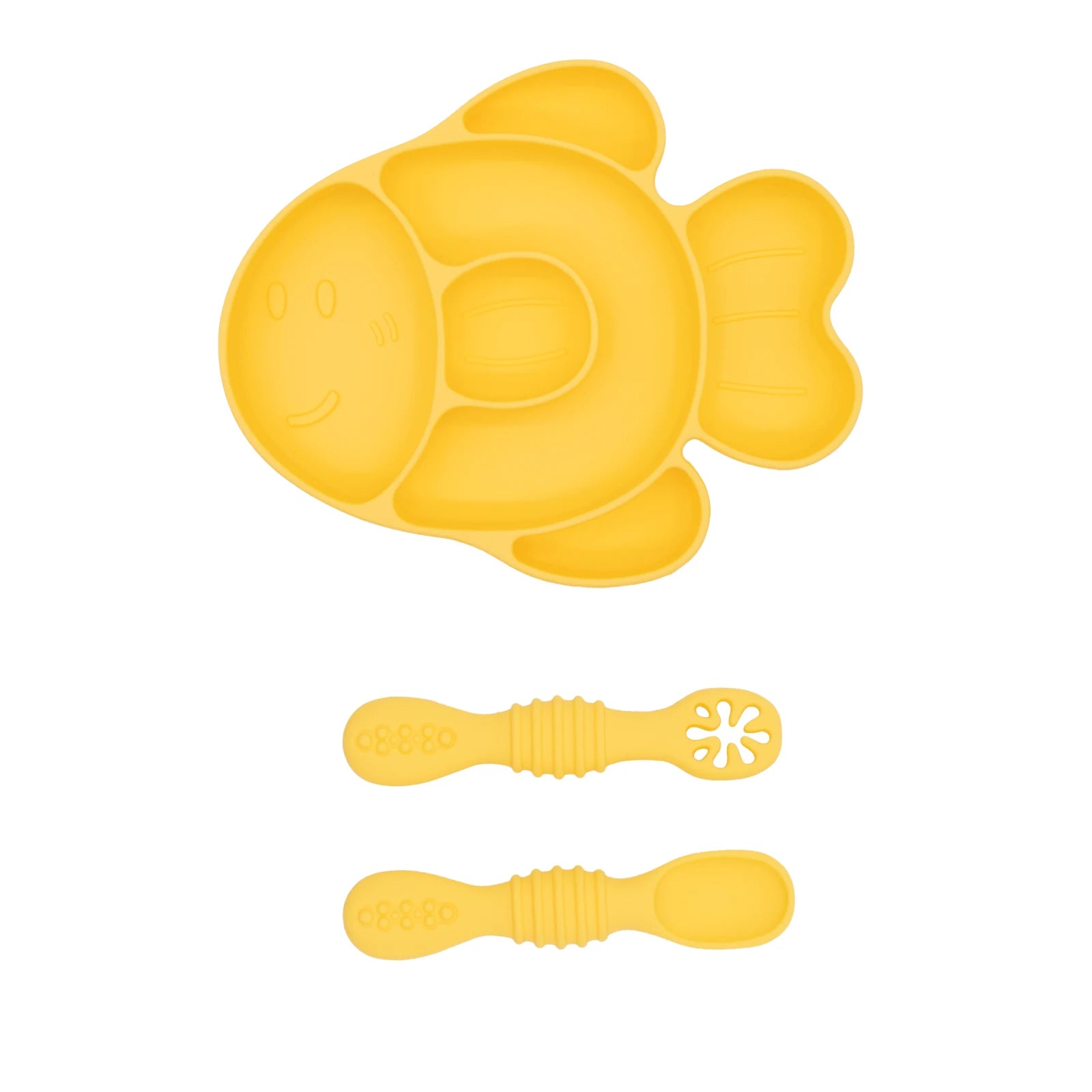 Baby Meal Plate, Baby Suction Cup Silicone Bowl, Children's Complementary Food Plate, Baby Meal Plate, Grid Plate Good Vibrations