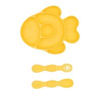 Baby Meal Plate, Baby Suction Cup Silicone Bowl, Children's Complementary Food Plate, Baby Meal Plate, Grid Plate Good Vibrations