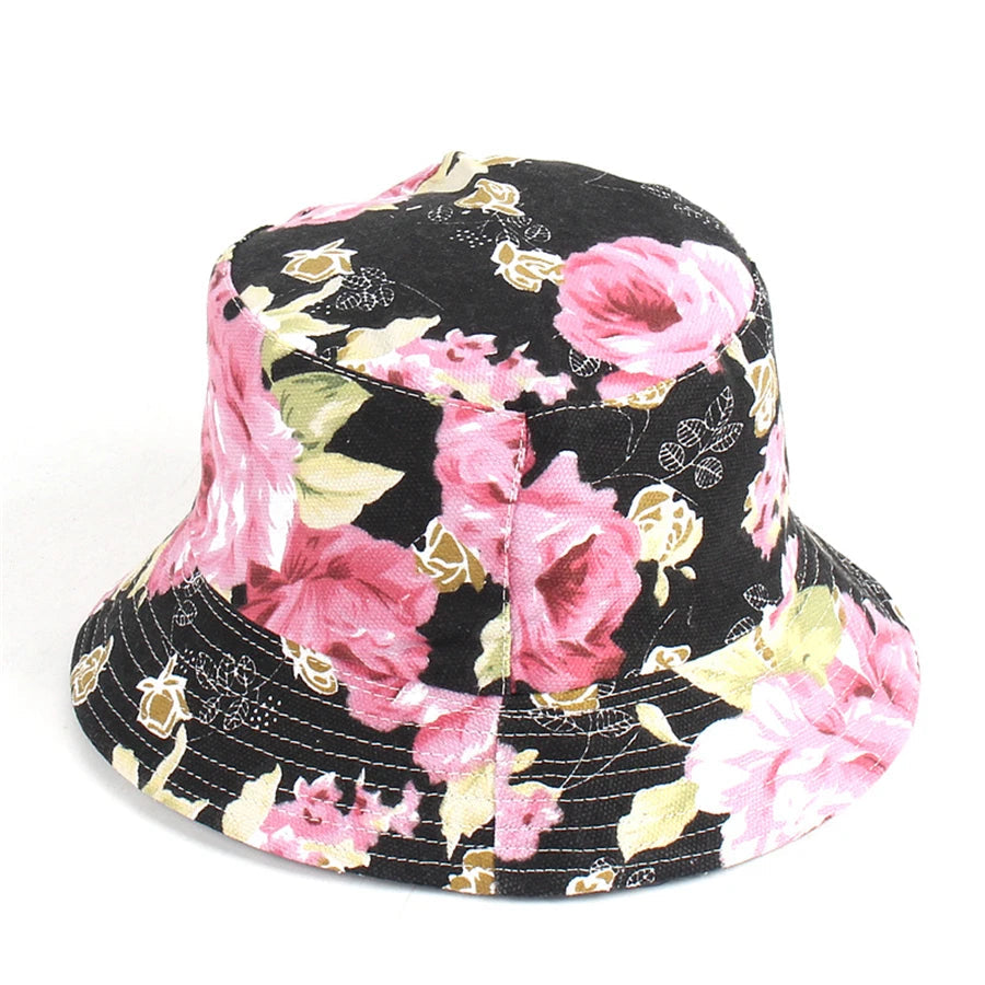 22 Colors Printed Bucket Hat Unisex Ins Trend Flat Top Outdoor Fisherman Hats Men Sunshade Caps Summer Travel Sun Cap Wholesale Good Vibrations