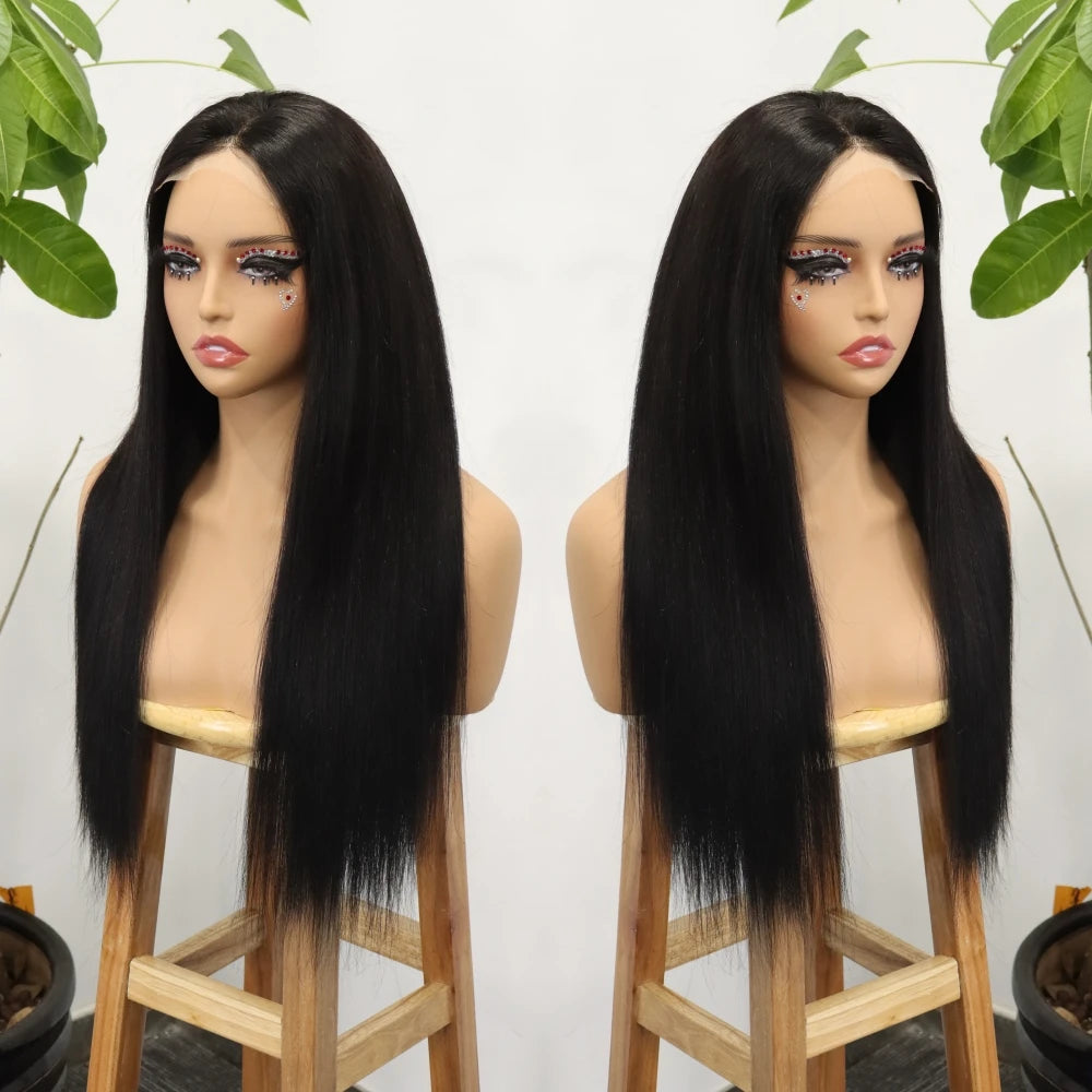 Raw Vietnamese Straight Human Hair Wigs 100% Virgin Hair Bleached Knots 4x4 Lace Closure Wigs for Women 250% Density Melt Skin Good Vibrations