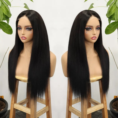 Raw Vietnamese Straight Human Hair Wigs 100% Virgin Hair Bleached Knots 4x4 Lace Closure Wigs for Women 250% Density Melt Skin