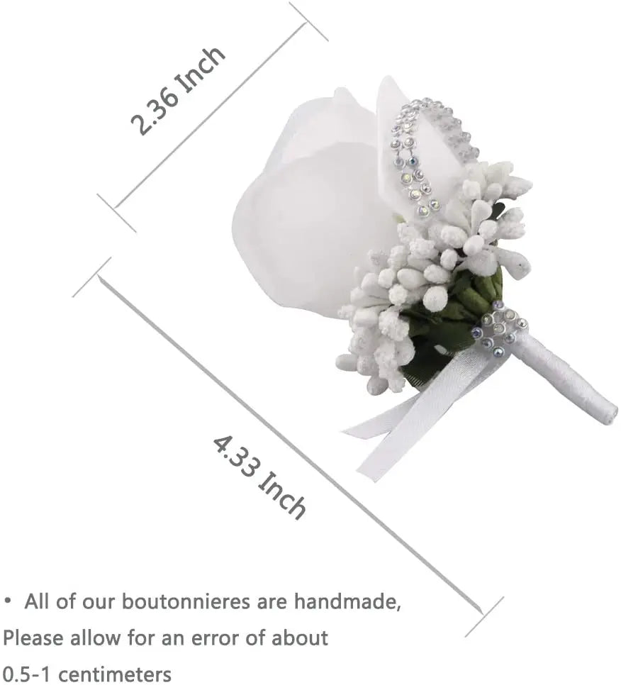 YO CHO Wedding Bouquet Artificial Rose Flowers Blue Brooch Corsages Glitter Rhinestone Ribbon Lace Classic Prom Boutonniere Pins Good Vibrations