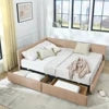Queen Size Storage Upholstered Tufted Bed Frame Minimalist Tatami Sofa Bed with Comfortable Backrest and Armrests Good Vibrations