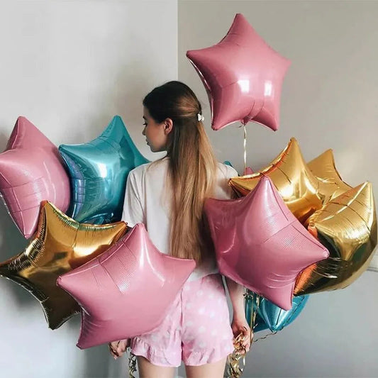 10pcs/lot 18inch Baby Shower Star Foil Balloon Wedding Anniversary Children's Birthday Party Decor Kids Balloons Helium Globos Good Vibrations