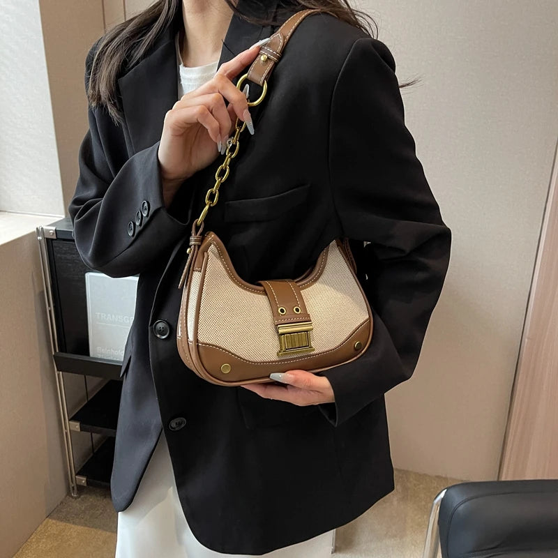 Saddle Small Crossbody Bags for Women 2023 Trend Designer PU Leather Shoulder Bag Ladies Chain Handbags and Purses Good Vibrations
