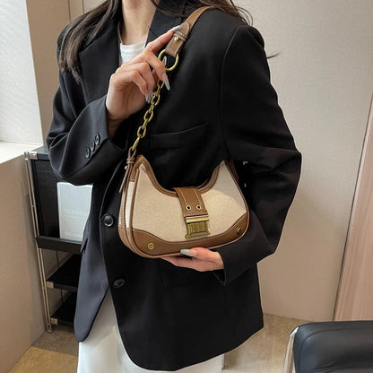 Saddle Small Crossbody Bags for Women 2023 Trend Designer PU Leather Shoulder Bag Ladies Chain Handbags and Purses Good Vibrations