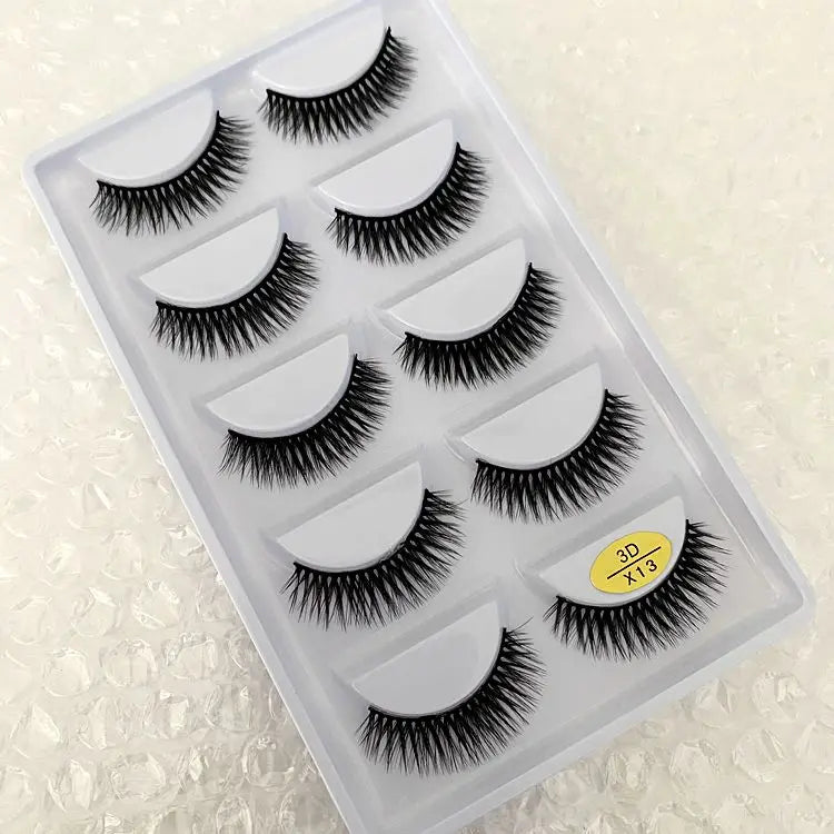 5 Pairs Multipack 3D Soft Mink Hair False Eyelashes Handmade Wispy Fluffy Long Lashes Natural Eye Makeup Tools Faux H13 E08 E01 Good Vibrations