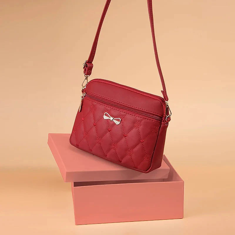 New Arrival Simple Shoulder Bags for Women Embroidery Heart Crossbody Purse Female Leather Black Handbag Small Messenger Bag Good Vibrations