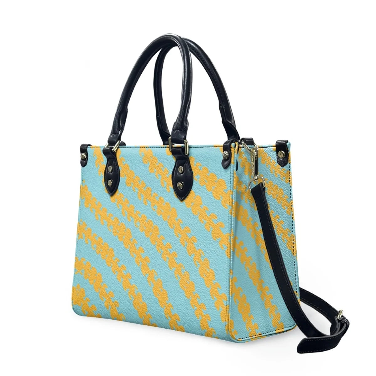 Customized Luxury Leather Women Handbag Hawaii Tribal Polynesian Tattoo Print Pu Leather Purse Shoulder Bag Lightweight Tote Bag Good Vibrations