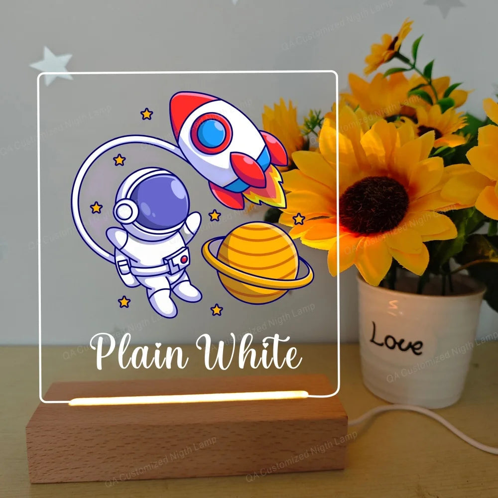 Space Astronaut Night Lamp Personalized Baby Birthday Gift Night Light Present for Birthday New Year Christmas Good Vibrations