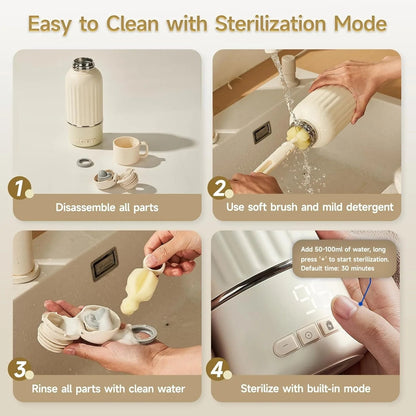 USA Warehouse 2025 New Design Multi-Function Adjustable Temperature Travel Baby Feeding Portable Breast Milk Bottle Warmer Good Vibrations