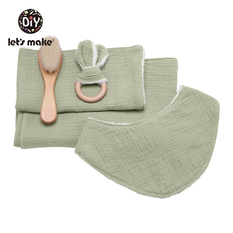 Let's Make Baby Bath Toy Set Double Sided Cotton Blanket Saliva Towel Rabbit Bracelet Toys Baby Bath Gift Products For Kids Good Vibrations