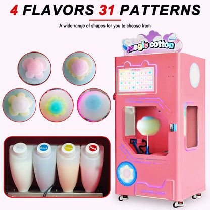 JoyFunplay Manufacture Customized Coin Cash Full Automatic Cotton Candy Vending Machine Floss Flower Candy Machine Good Vibrations