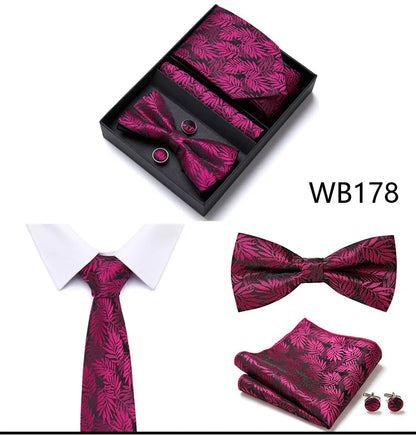 Tie For Men Formal Dress Tuxedo NeckTie Handkerchief Bow Tie Set PlaisyParty Groom Wedding Butterfly Bowtie In Box Good Vibrations