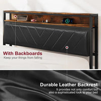 Full Size Metal Platform Bed Frame with Adjustable Upholstered Headboard, Charging Station, LED Lights, Noiseless Good Vibrations