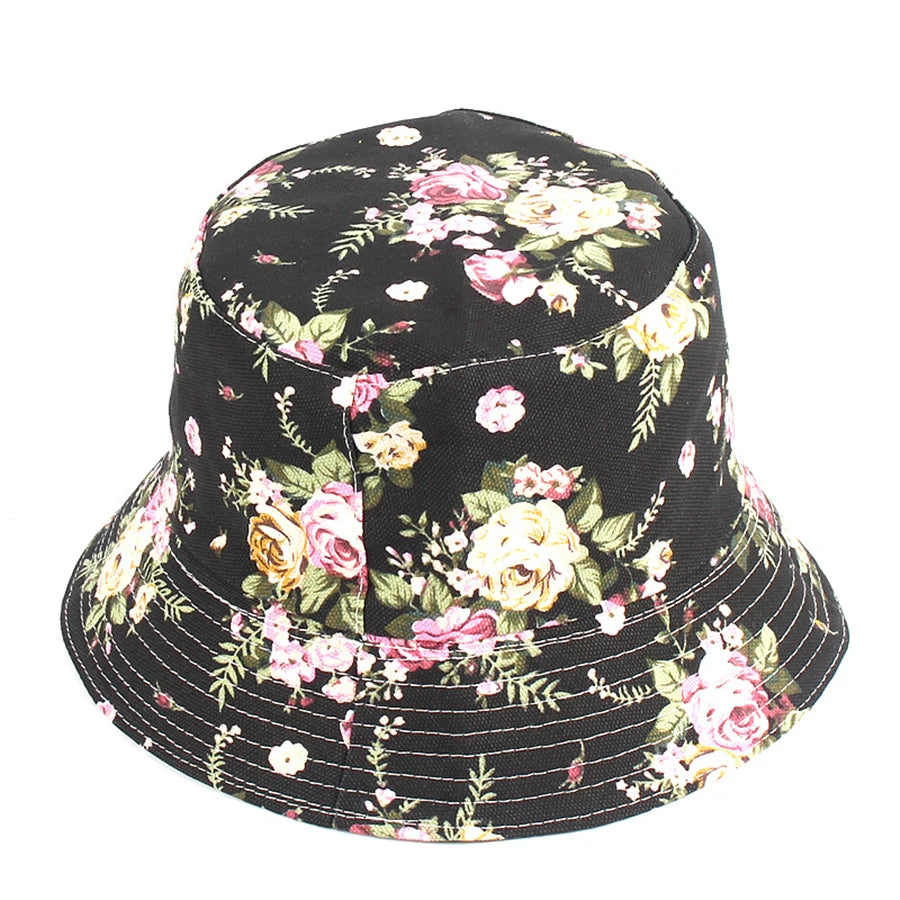 22 Colors Printed Bucket Hat Unisex Ins Trend Flat Top Outdoor Fisherman Hats Men Sunshade Caps Summer Travel Sun Cap Wholesale Good Vibrations