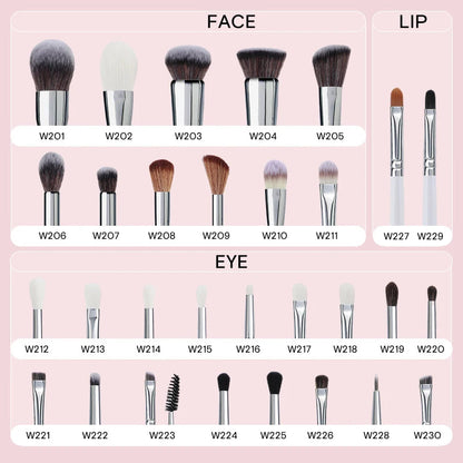 HMU White Woold Handle High Quality Professional 12pcs/20pcs Makeup Blending Eye Shadow Makeup Brush Set Good Vibrations