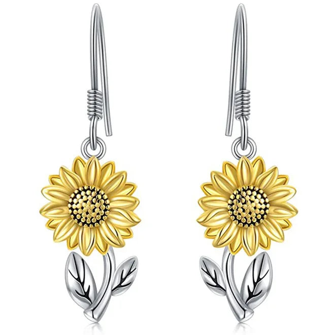 FCJ Cute Lady Animal Bee Sunflower Heart Earrings Fashionable Sunflower Heart Design for Women Good Vibrations