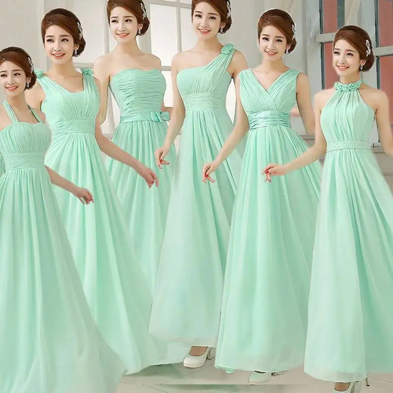 Chiffon Mint Green Bridesmaid Dresses Elegant Women Long Robe Prom Gown Bride Guest Wedding Party Dress Evening Vestidos