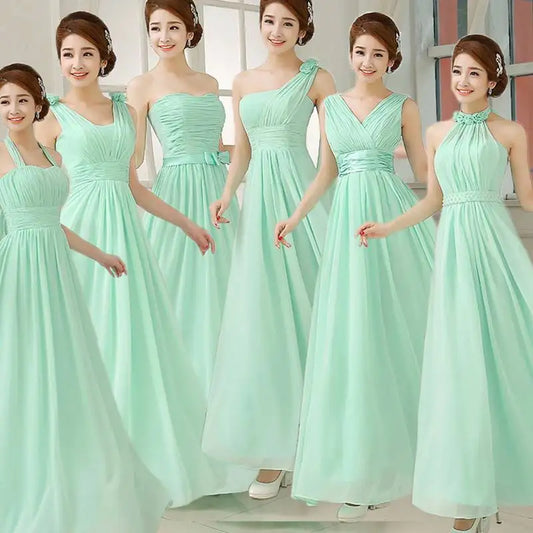 Chiffon Mint Green Bridesmaid Dresses Elegant Women Long Robe Prom Gown Bride Guest Wedding Party Dress Evening Vestidos