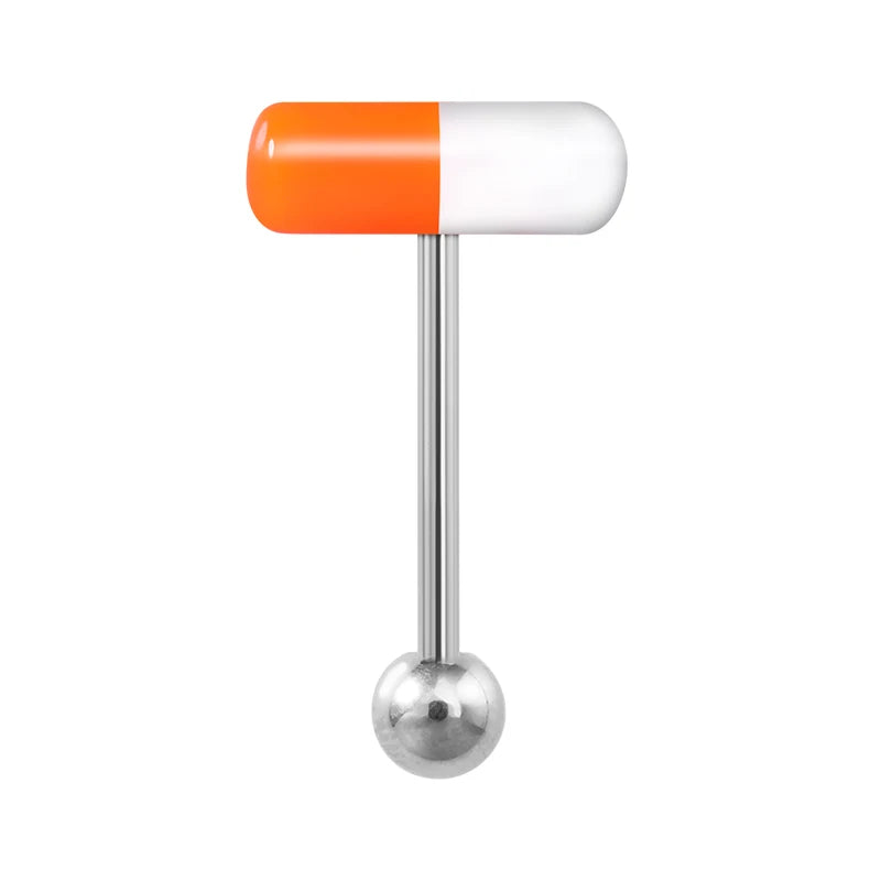 1-10 Pieces Colorful Capsule Tongue Rings Acrylic Pill Tongue Piercing Jewelry Women Surgical Steel Tongue Ring Bars Barbell 14G Good Vibrations