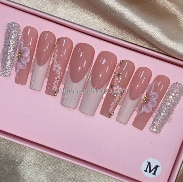 High Quality Multiply Designs 3D Handmade Customize Salon Press on Nails Acrylic Materials Set Good Vibrations